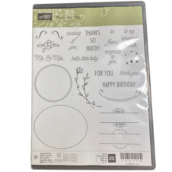 Stampin Up Rubber Stamp Set of 20 That’s the Tag New & Used in Storage Case - Picture 1 of 2